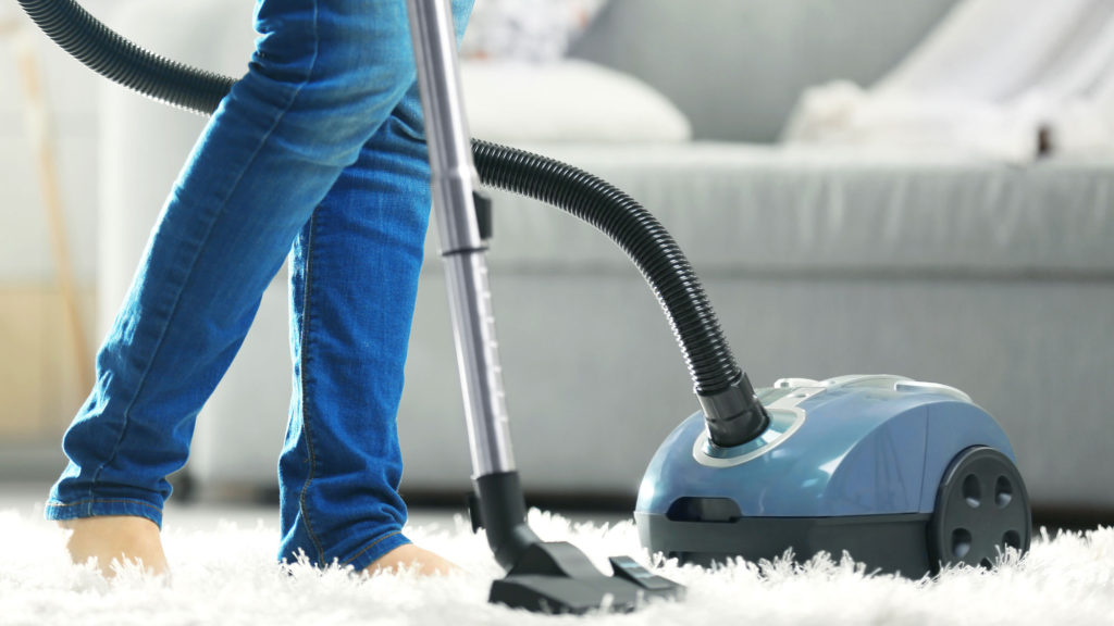 a cleaner cleans the carpet